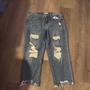 Distressed Blue Jeans